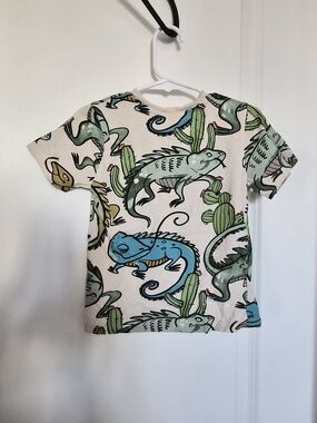 Kids Tee Blue Lizard Print Toddler Matching Set 2 Piece Casual Fashion Olive